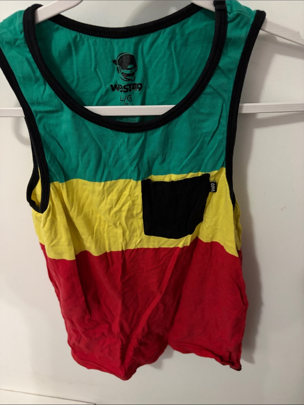 Teal, Yellow & Red Colorblock Tank with Black Trim